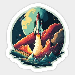 Rocketship to the moon Sticker